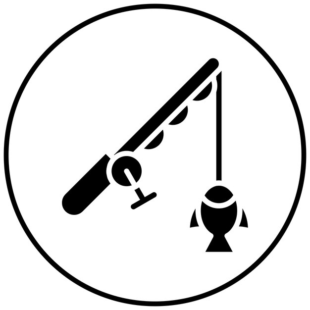 El icono vectorial de la caña de pesca se puede usar para el conjunto de iconos de diversión al aire libre