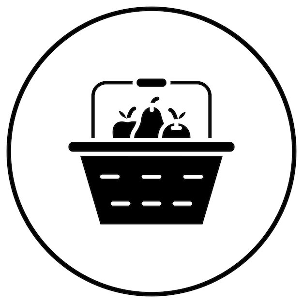 El icono vectorial de la canasta de frutas se puede usar para el conjunto de iconos de la aldea