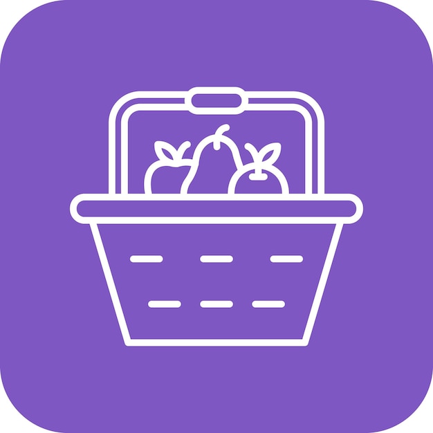 El icono vectorial de la canasta de frutas se puede usar para el conjunto de iconos de la aldea