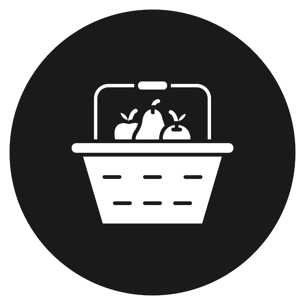 El icono vectorial de la canasta de frutas se puede usar para el conjunto de iconos de la aldea