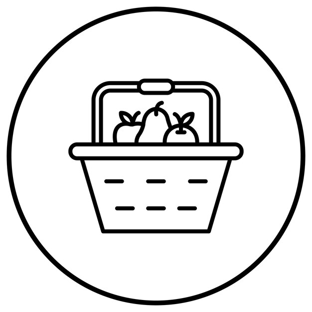El icono vectorial de la canasta de frutas se puede usar para el conjunto de iconos de la aldea