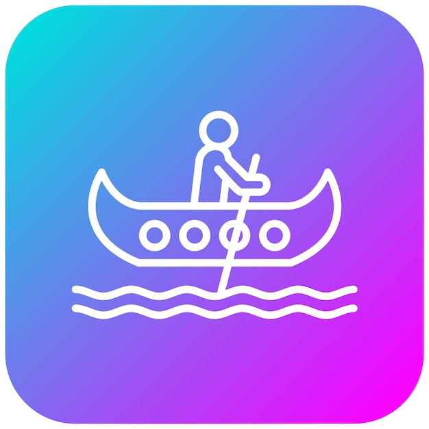 El icono vectorial de la canoa se puede usar para el conjunto de iconos de diversión al aire libre