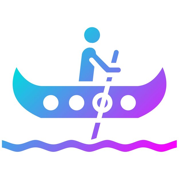 El icono vectorial de la canoa se puede usar para el conjunto de iconos de diversión al aire libre