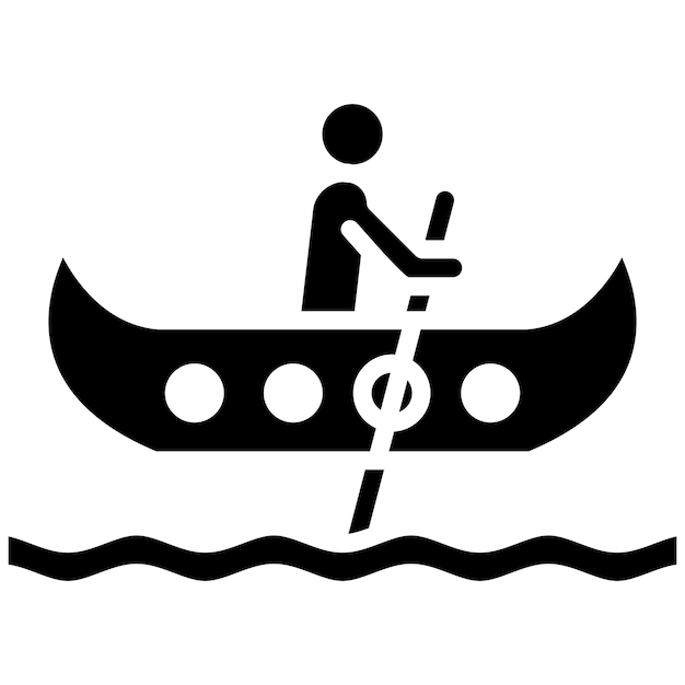 El icono vectorial de la canoa se puede usar para el conjunto de iconos de diversión al aire libre