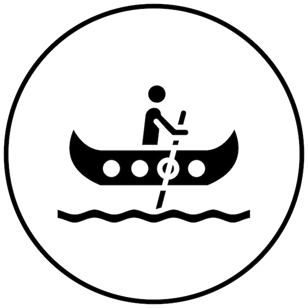 El icono vectorial de la canoa se puede usar para el conjunto de iconos de diversión al aire libre