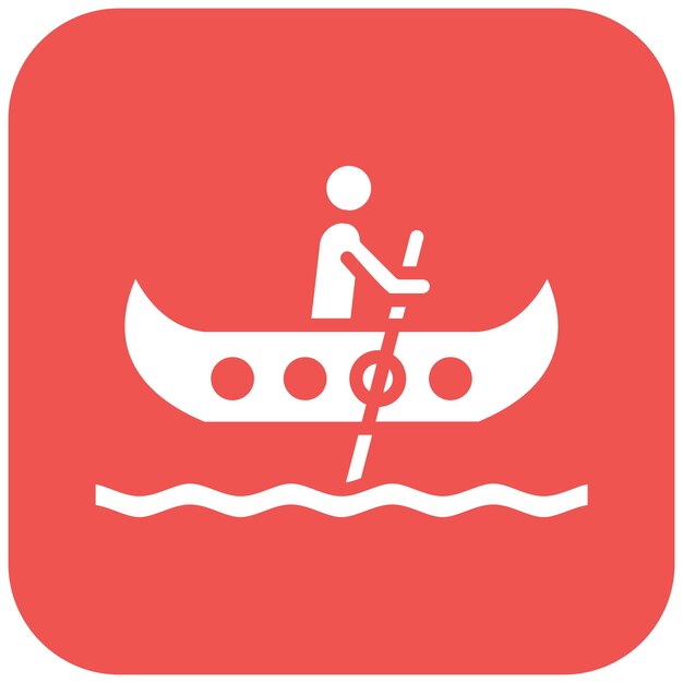 El icono vectorial de la canoa se puede usar para el conjunto de iconos de diversión al aire libre