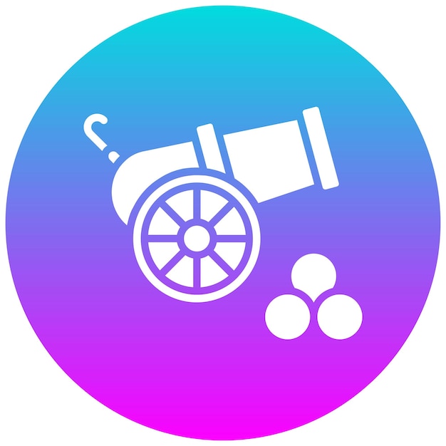 El icono vectorial del cañón se puede usar para el conjunto de iconos medievales