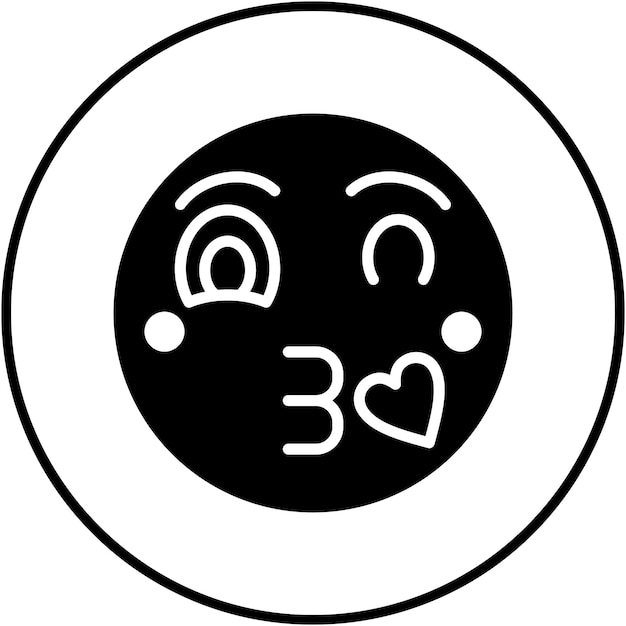 El icono vectorial de la cara de beso con ojos sonrientes se puede usar para el conjunto de iconos de emoji