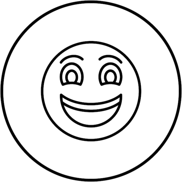 El icono vectorial de la cara sonriente con los ojos grandes se puede usar para el conjunto de iconos de emoji
