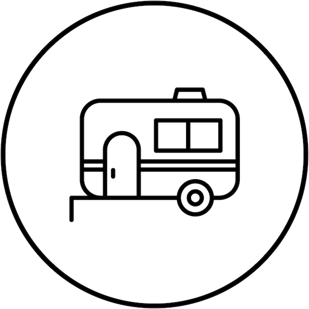 El icono vectorial de la caravana se puede utilizar para el conjunto de iconos del tipo de casas