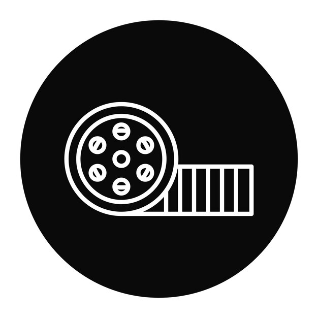 El icono vectorial del carrete de película se puede utilizar para el conjunto de iconos de comunicación y medios