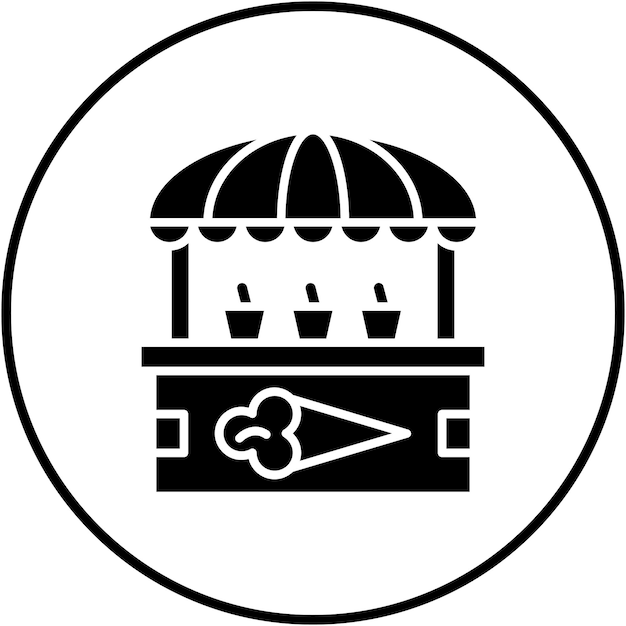 El icono vectorial del carrito de helados se puede usar para el conjunto de iconos del mercado callejero