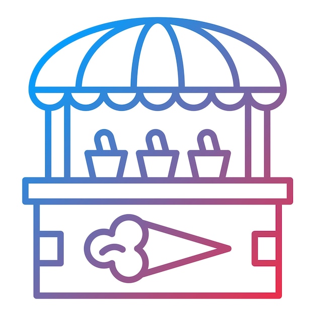 El icono vectorial del carrito de helados se puede usar para el conjunto de iconos del mercado callejero