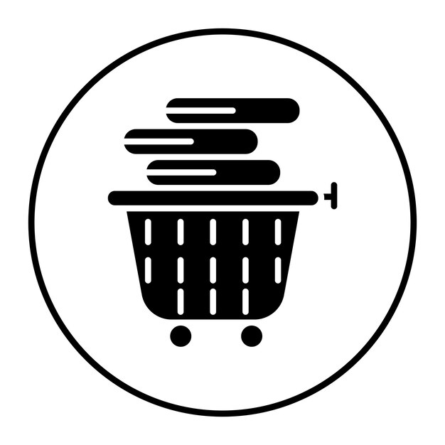 El icono vectorial del carrito de lavandería se puede utilizar para el conjunto de iconos de la lavandería