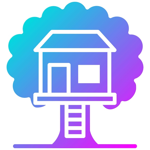 El icono vectorial de la casa del árbol se puede usar para el conjunto de iconos del tipo de casas