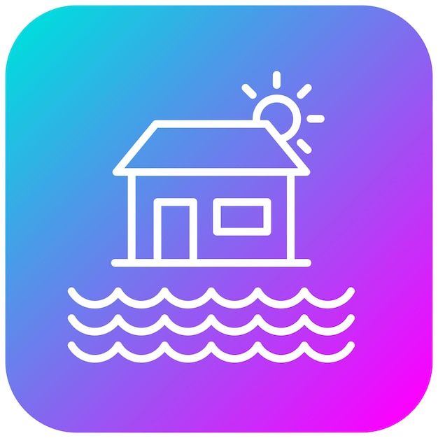 El icono vectorial de la casa de la costa se puede usar para el conjunto de iconos de la línea de costa