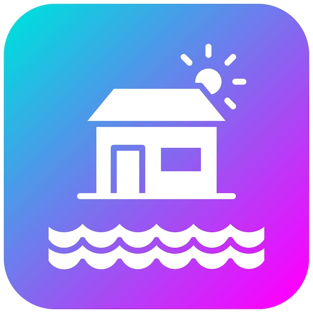 El icono vectorial de la casa de la costa se puede usar para el conjunto de iconos de la línea de costa
