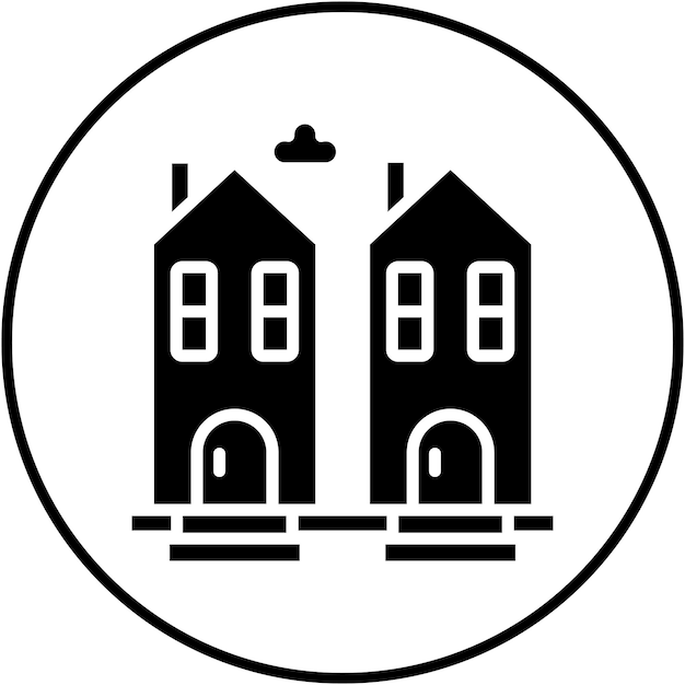 El icono vectorial de la casa holandesa se puede utilizar para el conjunto de iconos del tipo de casas