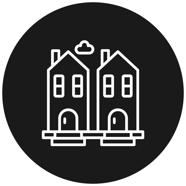 El icono vectorial de la casa holandesa se puede utilizar para el conjunto de iconos del tipo de casas