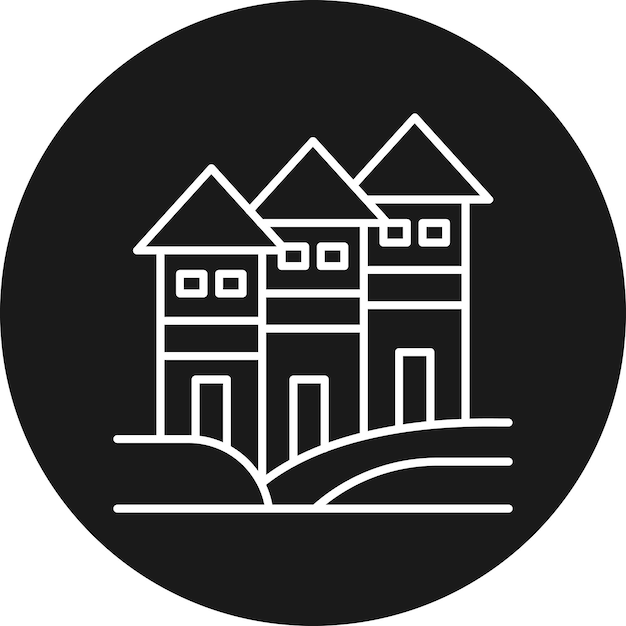 El icono vectorial de la casa puede usarse para el conjunto de iconos de paisajes