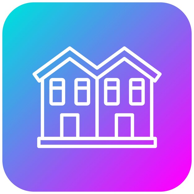 El icono vectorial de la casa semi-independente se puede utilizar para el conjunto de iconos del tipo de casas