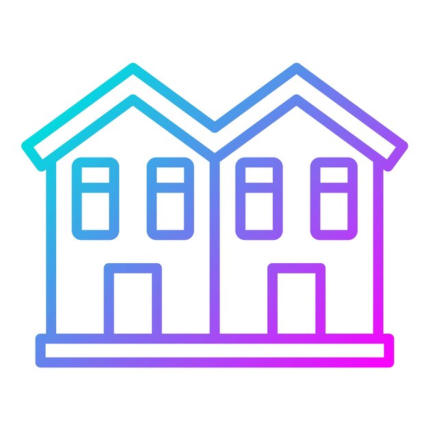 El icono vectorial de la casa semi-independente se puede utilizar para el conjunto de iconos del tipo de casas