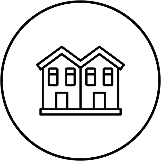 El icono vectorial de la casa semi-independente se puede utilizar para el conjunto de iconos del tipo de casas