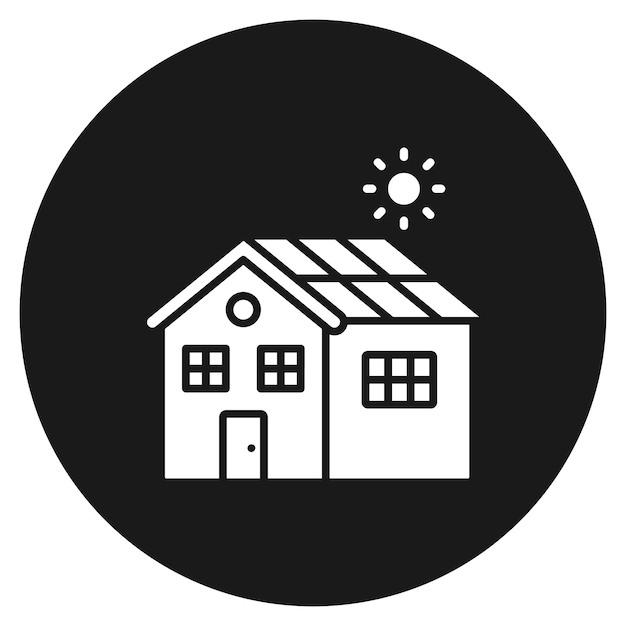 El icono vectorial de la casa solar se puede usar para el conjunto de iconos de bienes raíces