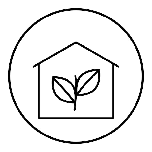 El icono vectorial de la Casa Verde se puede utilizar para el conjunto de iconos de Energía Sostenible