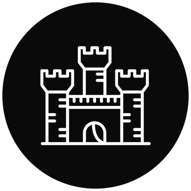 El icono vectorial del castillo se puede usar para el conjunto de iconos de cuento de hadas