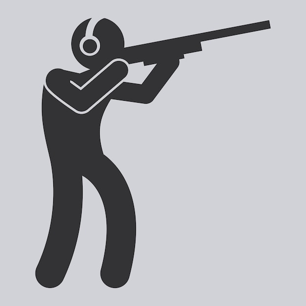 icono vectorial de cazador con arma