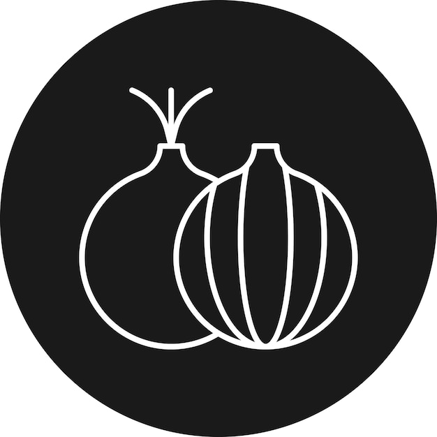 El icono vectorial de la cebolla se puede utilizar para el conjunto de iconos de frutas y verduras
