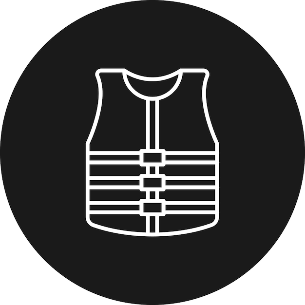 El icono vectorial del chaleco salvavidas se puede utilizar para el conjunto de iconos de protección y seguridad