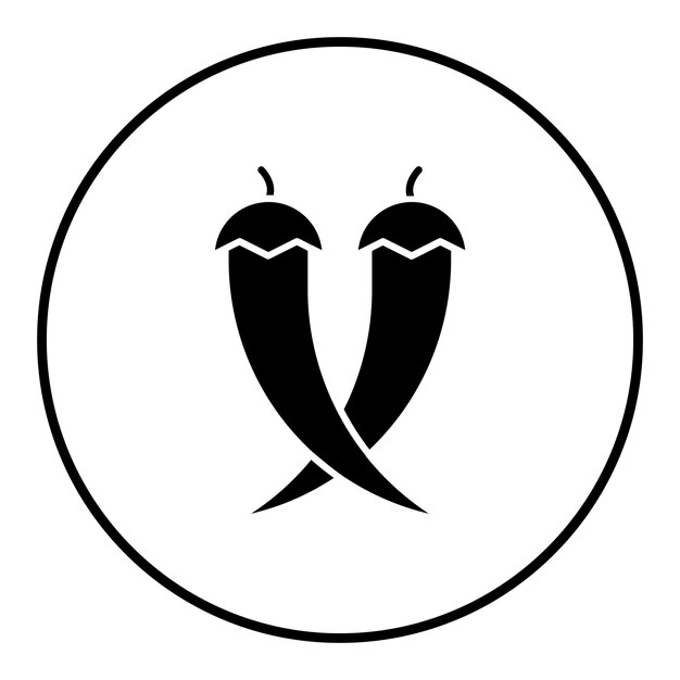 El icono vectorial de chile y pimienta se puede usar para el conjunto de iconos de frutas y verduras