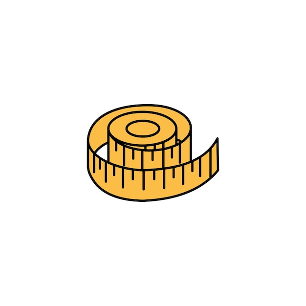 Icono vectorial de cinta de medidor de color en fondo blanco