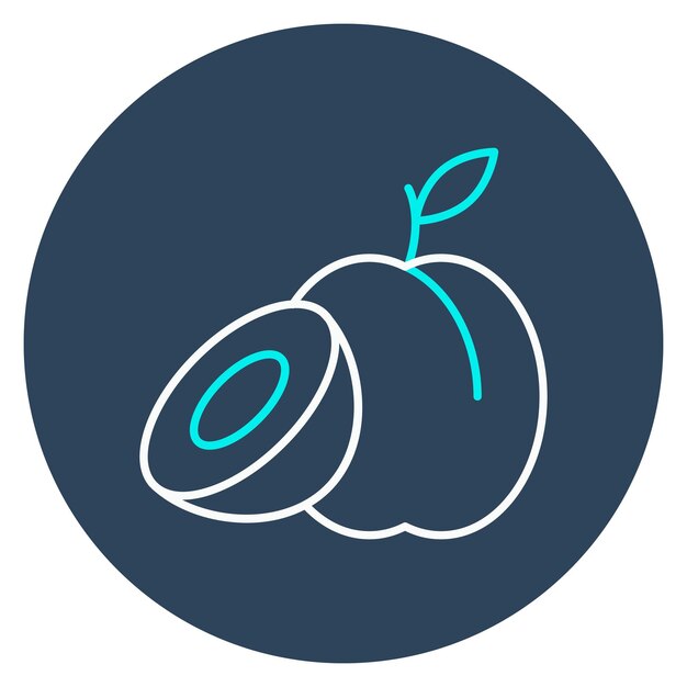 El icono vectorial de ciruela se puede utilizar para el conjunto de iconos de frutas y verduras