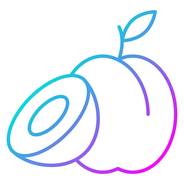 El icono vectorial de ciruela se puede utilizar para el conjunto de iconos de frutas y verduras