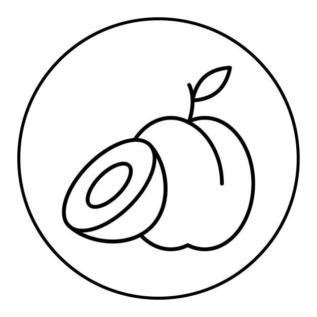 El icono vectorial de ciruela se puede utilizar para el conjunto de iconos de frutas y verduras