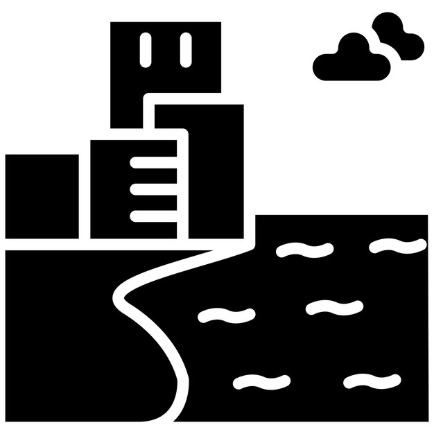El icono vectorial de la ciudad costera se puede usar para el conjunto de iconos de la línea costera