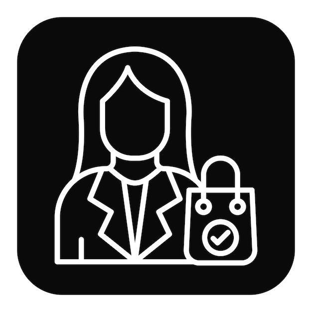 El icono vectorial del cliente femenino se puede utilizar para el conjunto de iconos de investigación de delitos