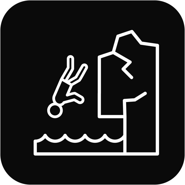 El icono vectorial de Cliff Diving se puede usar para el conjunto de iconos de Beach Resort