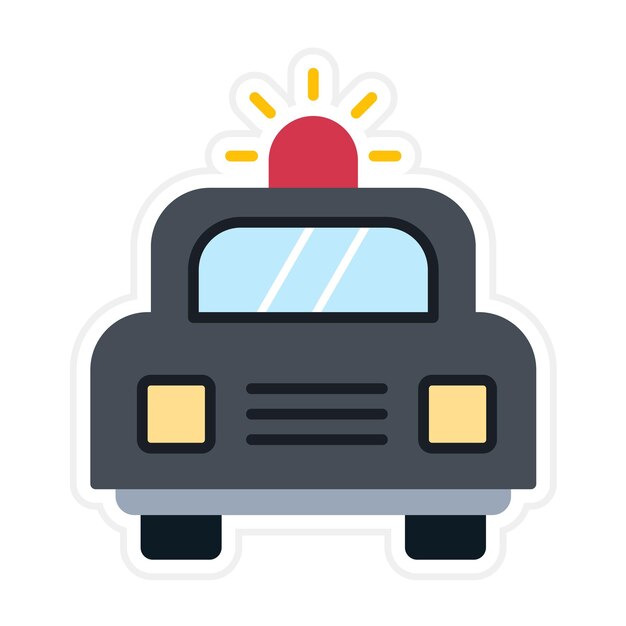 El icono vectorial del coche de la policía se puede usar para el conjunto de iconos de la policía