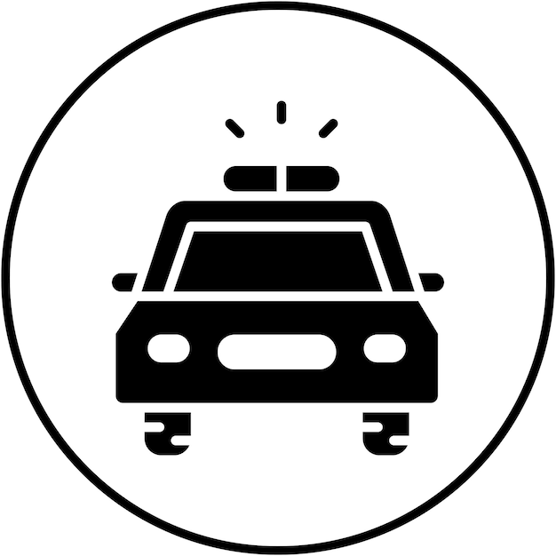El icono vectorial del coche de la policía se puede usar para el conjunto de iconos de los servicios de emergencia
