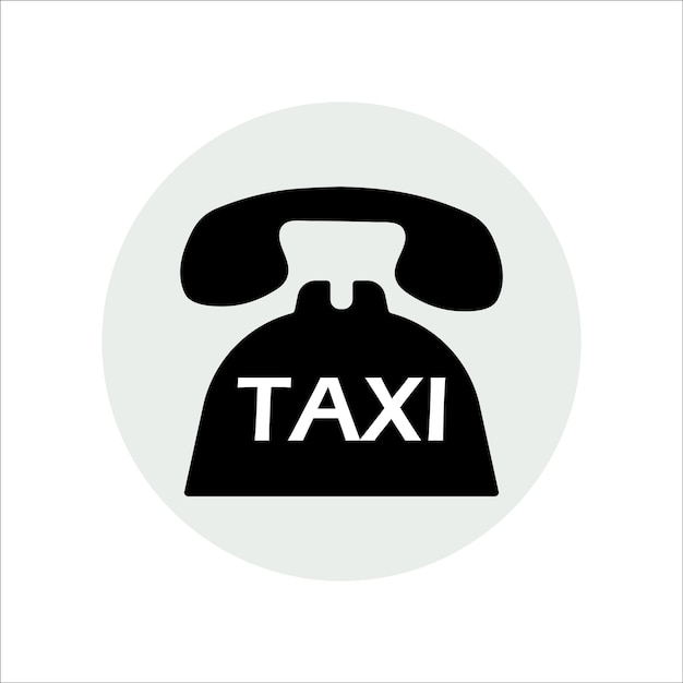 Icono vectorial de un coche de taxi pin una llamada al servicio de taxi