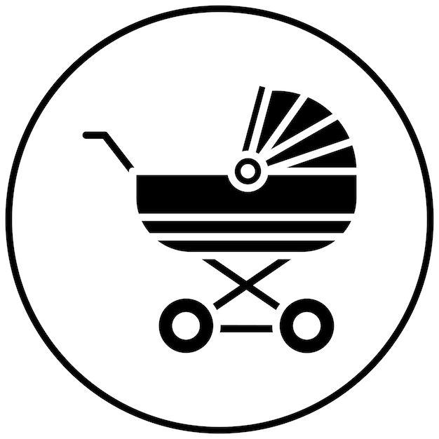 El icono vectorial del cochecito se puede usar para el conjunto de iconos de la ducha de bebé