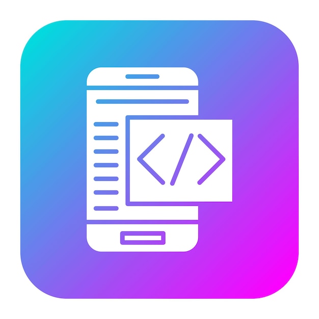 El icono vectorial de codificación móvil se puede utilizar para el conjunto de iconos de codificación y desarrollo