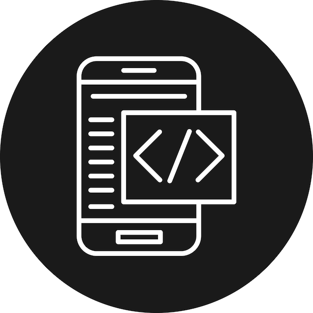 El icono vectorial de codificación móvil se puede utilizar para el conjunto de iconos de codificación y desarrollo