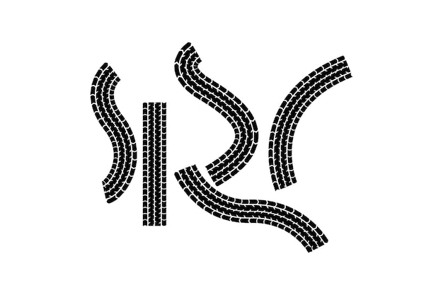Icono vectorial de la colección de siluetas de las pistas de neumáticos variadas