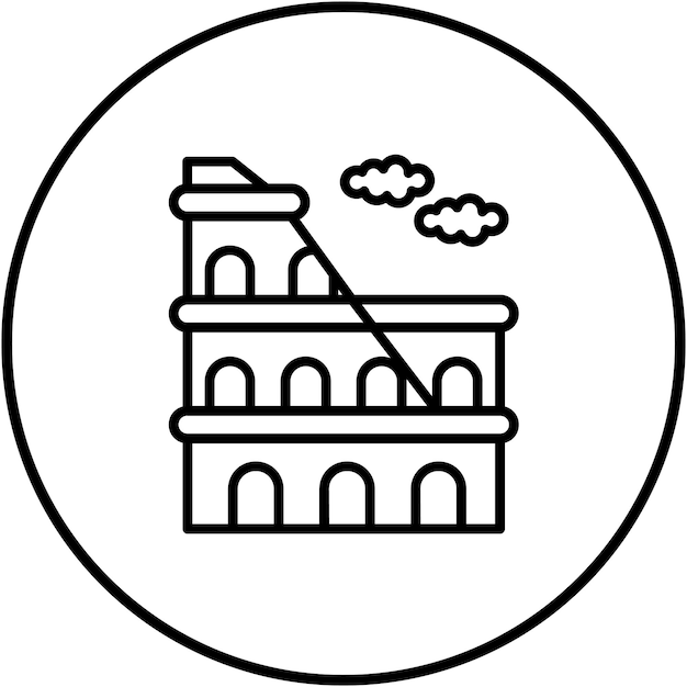 El icono vectorial del Coliseo se puede usar para el conjunto de iconos de la civilización antigua
