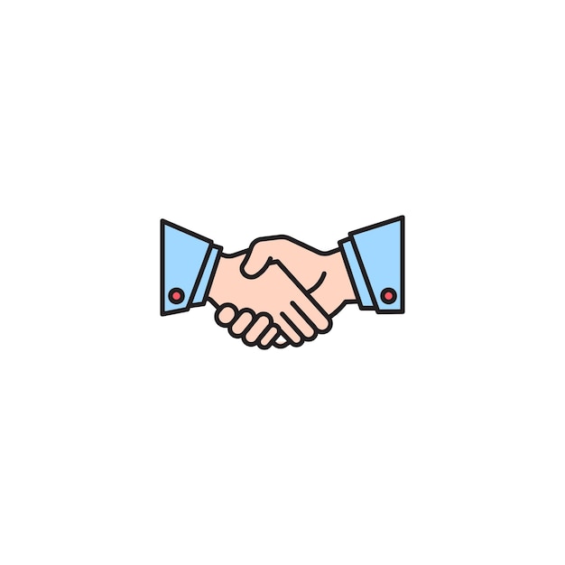 Icono vectorial de color de apretón de mano sobre fondo blanco